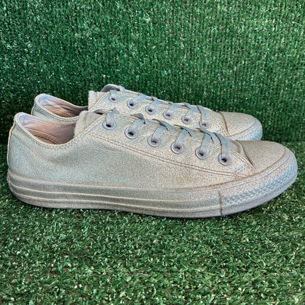 Converse Chuck Taylor All Star Glitter Low Top Sneakers Silver Womens 9 (Mens 7)